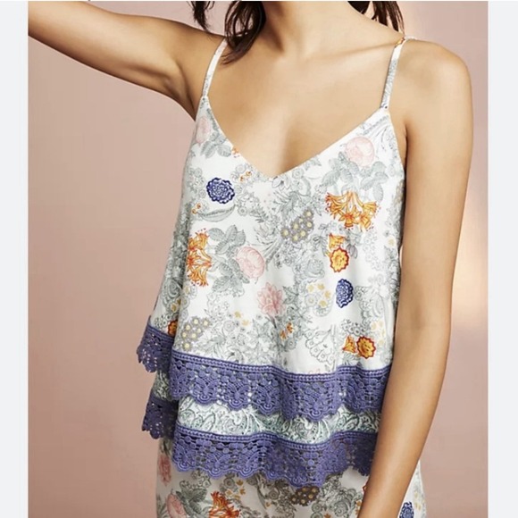 Anthropologie Floreat Womens Mariella Cami Tank Size L Tiered Crochet Concert - Picture 2 of 9